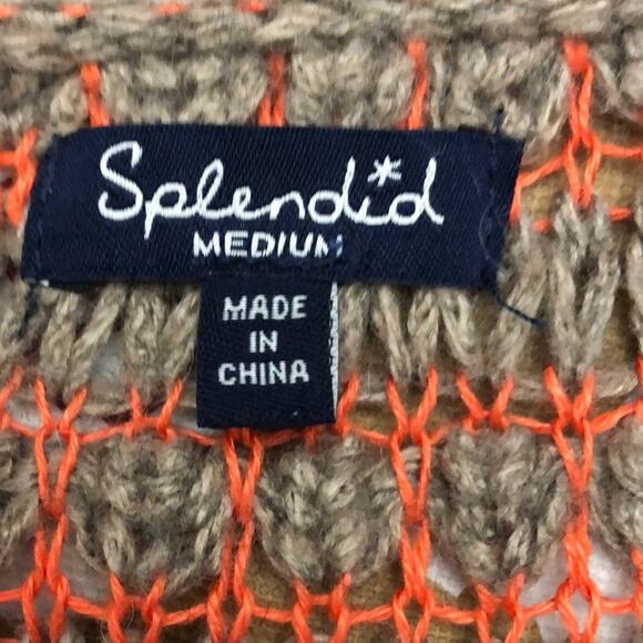 Splendid Hudson Wool Blend Orange Stripe Pullover Size Medium - Picture 9 of 12